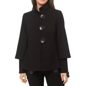 Joseph Ribkoff textured knit jacket with bold buttons Black 14